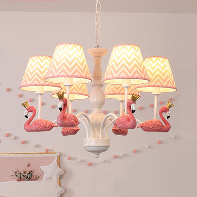 Bedroom Trapezoid Shade Hanging Ceiling Lamp with Swan Fabric Nordic Hanging Chandelier Clearhalo 'Ceiling Lights' 'Chandeliers' Lighting' options 82357
