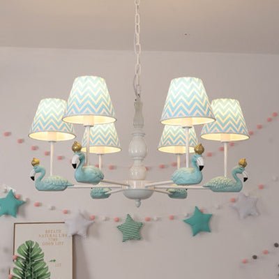Bedroom Trapezoid Shade Hanging Ceiling Lamp with Swan Fabric Nordic Hanging Chandelier Clearhalo 'Ceiling Lights' 'Chandeliers' Lighting' options 82359