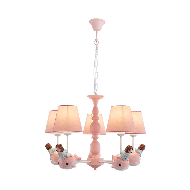 Animal-Themed Dolphin Hanging Lamp Fabric and Metal Hanging Chandelier for Kid Bedroom Clearhalo 'Ceiling Lights' 'Chandeliers' Lighting' options 82472