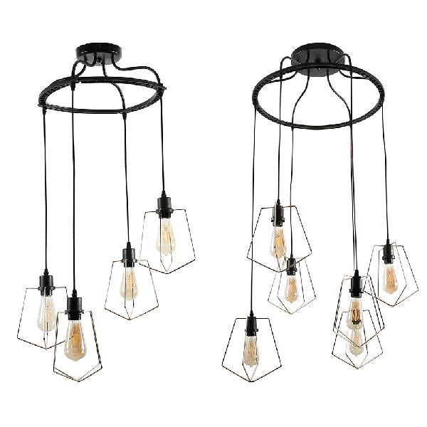 Metal Geometric Suspension Light with Wire Frame Vintage Style 4/6 Lights Dining Room Hanging Lamp in Black/Gold Clearhalo 'Art Deco Pendants' 'Black' 'Cast Iron' 'Ceiling Lights' 'Ceramic' 'Crystal' 'Industrial Pendants' 'Industrial' 'Metal' 'Middle Century Pendants' 'Pendant Lights' 'Pendants' 'Rustic Pendants' 'Tiffany' Lighting' 84406