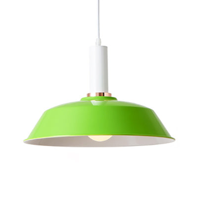 Light Green/Dark Green Barn Suspended Light Modernist Style Metallic 1 Light Living Room Hanging Lamp Light Green Clearhalo 'Art Deco Pendants' 'Black' 'Cast Iron' 'Ceiling Lights' 'Ceramic' 'Crystal' 'Industrial Pendants' 'Industrial' 'Metal' 'Middle Century Pendants' 'Pendant Lights' 'Pendants' 'Rustic Pendants' 'Tiffany' Lighting' 85017