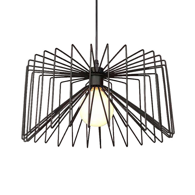 1 Bulb Hanging Lamp with Metal Cage Shade Retro Industrial Living Room Pendant Ceiling Light in Black Clearhalo 'Art Deco Pendants' 'Black' 'Cast Iron' 'Ceiling Lights' 'Ceramic' 'Crystal' 'Industrial Pendants' 'Industrial' 'Metal' 'Middle Century Pendants' 'Pendant Lights' 'Pendants' 'Rustic Pendants' 'Tiffany' Lighting' 85856