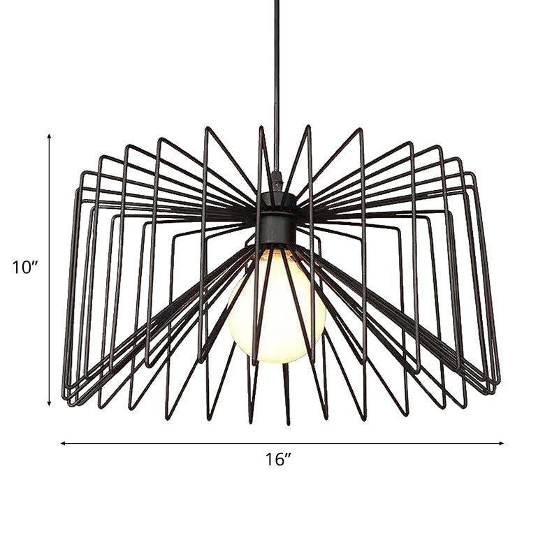 1 Bulb Hanging Lamp with Metal Cage Shade Retro Industrial Living Room Pendant Ceiling Light in Black Clearhalo 'Art Deco Pendants' 'Black' 'Cast Iron' 'Ceiling Lights' 'Ceramic' 'Crystal' 'Industrial Pendants' 'Industrial' 'Metal' 'Middle Century Pendants' 'Pendant Lights' 'Pendants' 'Rustic Pendants' 'Tiffany' Lighting' 85857
