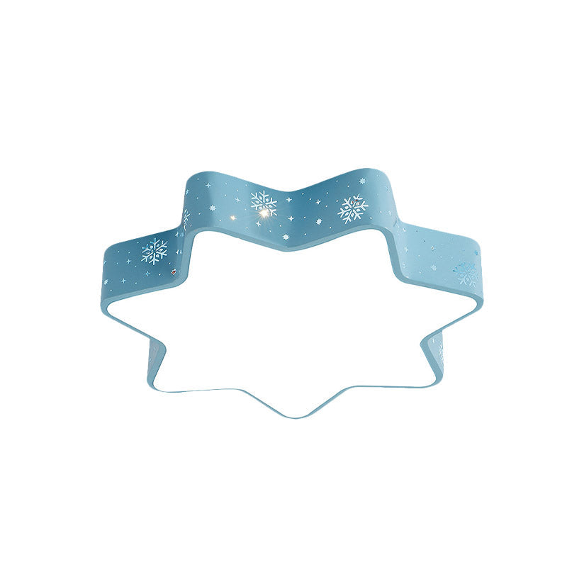 Snowflake Kindergarten Flushmount Iron Macaron LED Ceiling Lighting with Recessed Diffuser in Pink/Blue Clearhalo 'Ceiling Lights' 'Close To Ceiling Lights' 'Close to ceiling' 'Flush mount' Lighting' 859011