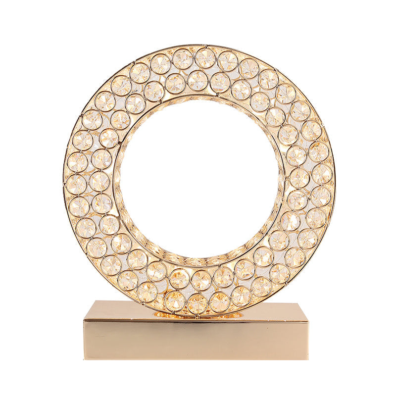 Rose Gold LED Nightstand Lamp Minimalistic Crystal Ring Table Lighting for Bedside Clearhalo 'Lamps' 'Table Lamps' Lighting' 862592