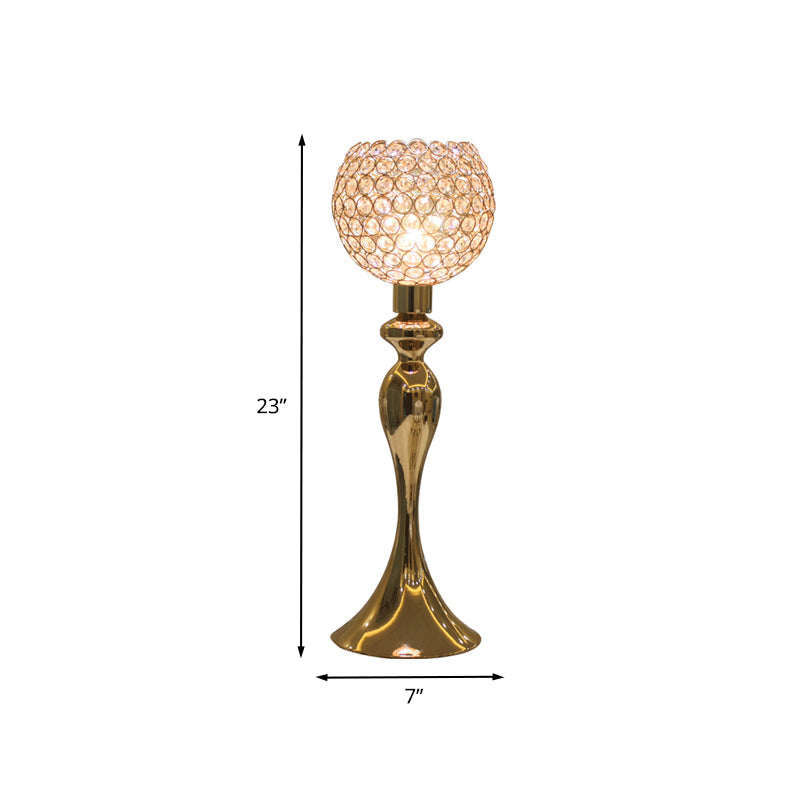 Gold Curvaceous Nightstand Light Traditional Metal 1 Bulb Bedroom Table Lamp with Open Top Crystal Shade Clearhalo 'Lamps' 'Table Lamps' Lighting' 862621