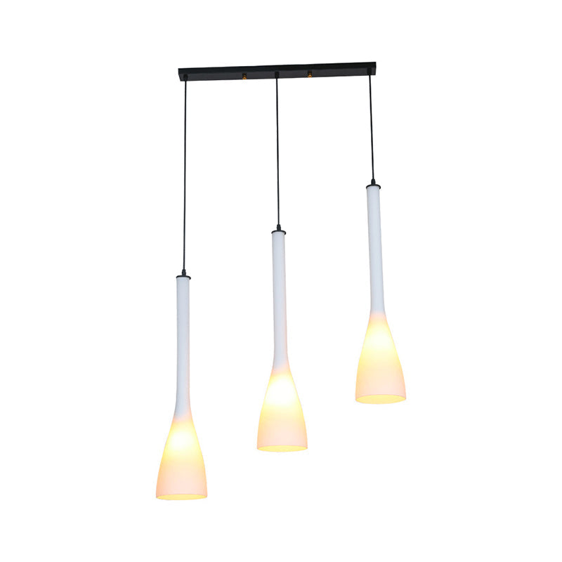 Modernism Teardrop Multi Ceiling Light White Glass 3-Light Restaurant Pendulum Lamp Clearhalo 'Ceiling Lights' 'Close To Ceiling Lights' 'Glass shade' 'Glass' 'Modern Pendants' 'Modern' 'Pendant Lights' 'Pendants' Lighting' 875472