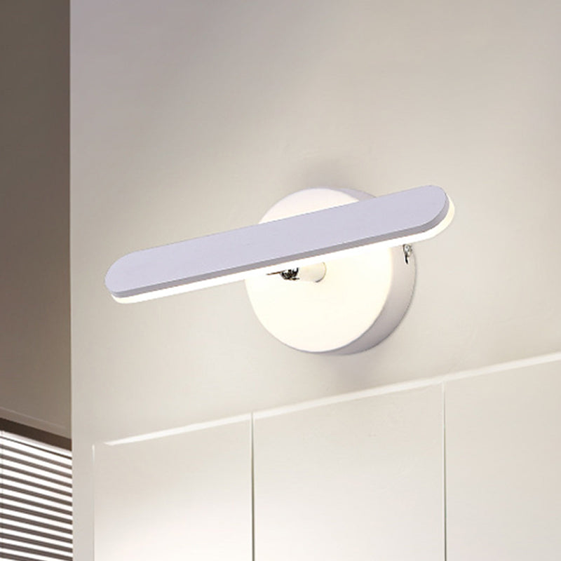 Linear Vanity Lighting Simple Metal LED White Wall Mount Lamp Fixture in Natural/Warm Light for Bathroom White Clearhalo 'Cast Iron' 'Glass' 'Industrial' 'Modern wall lights' 'Modern' 'Tiffany' 'Traditional wall lights' 'Vanity Lights' 'Wall Lights' Lighting' 882762