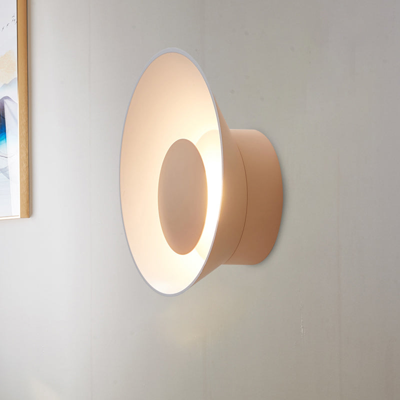 White/Black/Pink Finish Bowl Shape Sconce Light Minimalism LED Aluminum Wall Lamp for Drawing Room Pink Clearhalo 'Cast Iron' 'Glass' 'Industrial' 'Modern wall lights' 'Modern' 'Tiffany' 'Traditional wall lights' 'Wall Lamps & Sconces' 'Wall Lights' Lighting' 882798