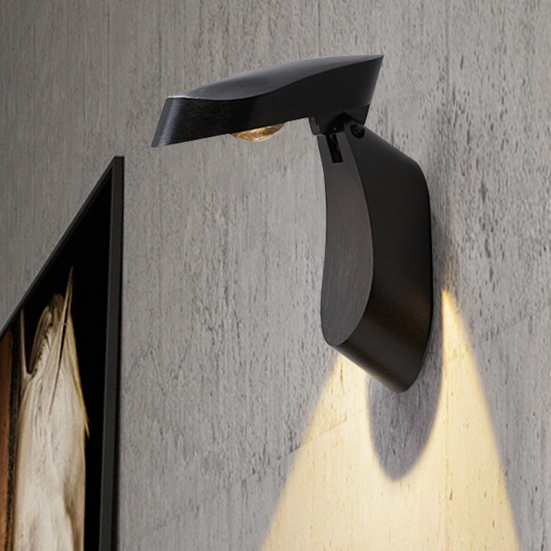 Rotatable Oval Surface Wall Sconce Modern Metal LED Bedside Wall Light Fixture in White/Black/Gold Finish Black Clearhalo 'Cast Iron' 'Glass' 'Industrial' 'Modern wall lights' 'Modern' 'Tiffany' 'Traditional wall lights' 'Wall Lamps & Sconces' 'Wall Lights' Lighting' 882802