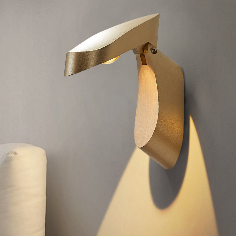 Rotatable Oval Surface Wall Sconce Modern Metal LED Bedside Wall Light Fixture in White/Black/Gold Finish Gold Clearhalo 'Cast Iron' 'Glass' 'Industrial' 'Modern wall lights' 'Modern' 'Tiffany' 'Traditional wall lights' 'Wall Lamps & Sconces' 'Wall Lights' Lighting' 882818