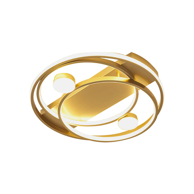 16"/19.5" Dia Metal Halo Ring Flush Lighting Simple LED Flush Mount Fixture in Black/Gold for Bedroom, White/Warm Light Clearhalo 'Ceiling Lights' 'Close To Ceiling Lights' 'Close to ceiling' 'Flush mount' Lighting' 882881