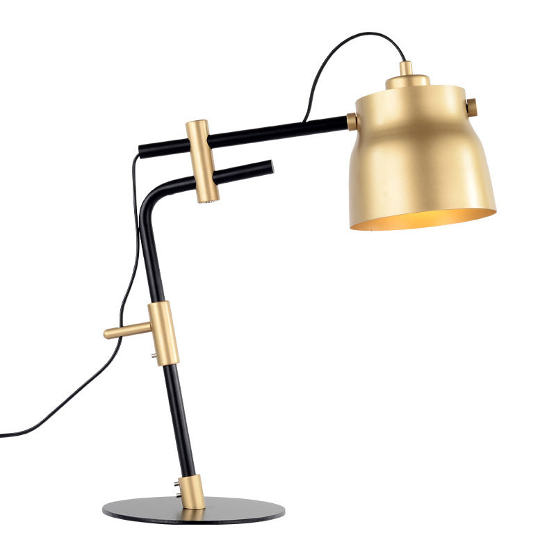 Metal Jar Shaped Night Table Lamp Modernist Single Light Black/Gold Finish Night Light with Balance Arm Clearhalo 'Lamps' 'Table Lamps' Lighting' 882972