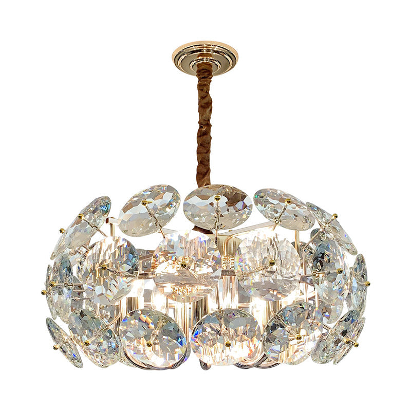 Clear Crystal Round Hanging Pendant Minimalism 8 Heads Bedroom Ceiling Chandelier Clearhalo 'Ceiling Lights' 'Chandeliers' 'Clear' 'Industrial' 'Modern Chandeliers' 'Modern' 'Tiffany' 'Traditional Chandeliers' Lighting' 883084