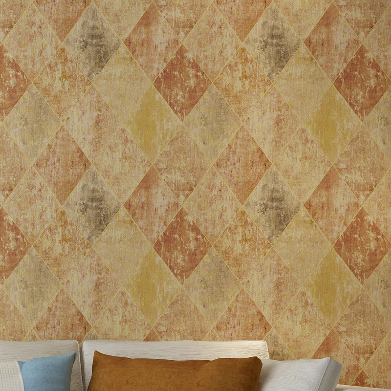 3D Effect Harlequins Wallpaper Non-Pasted 20.5"W x 31'L Wall Decor Orange-Yellow Clearhalo 'Industrial wall decor' 'Industrial' 'Wallpaper' Wall Decor' 883538