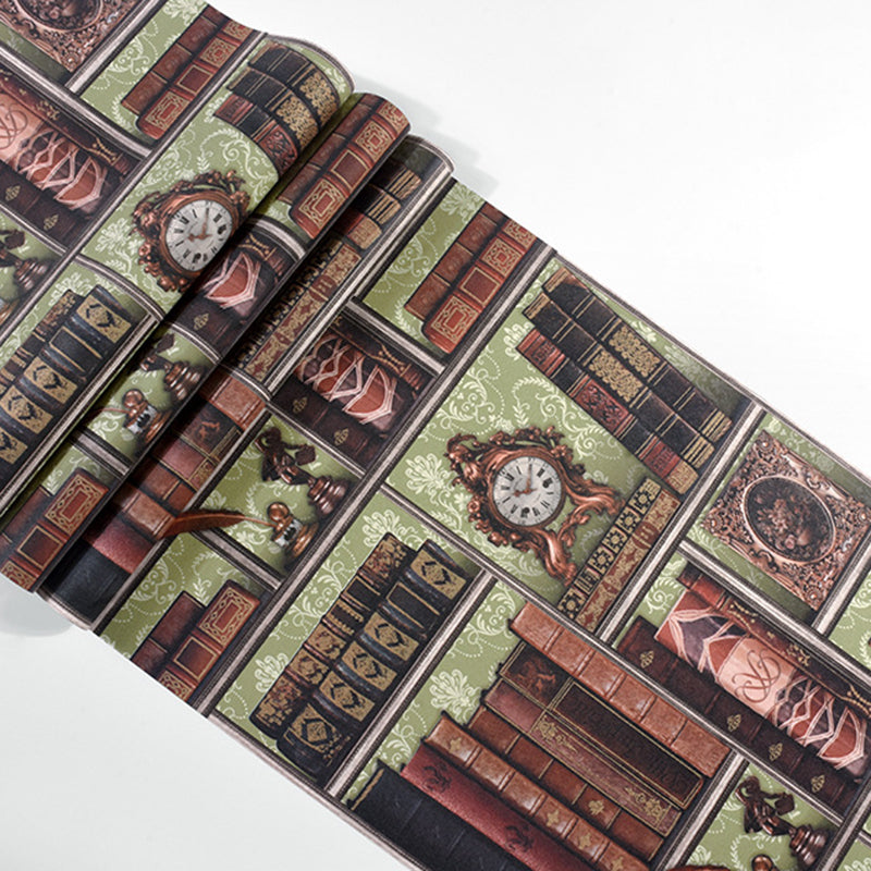 Victorian 3D Effect Bookstores Wallpaper in Brown Vinyl Decorative Wall Covering, 33' by 20.5" Clearhalo 'Industrial wall decor' 'Industrial' 'Wallpaper' Wall Decor' 883577