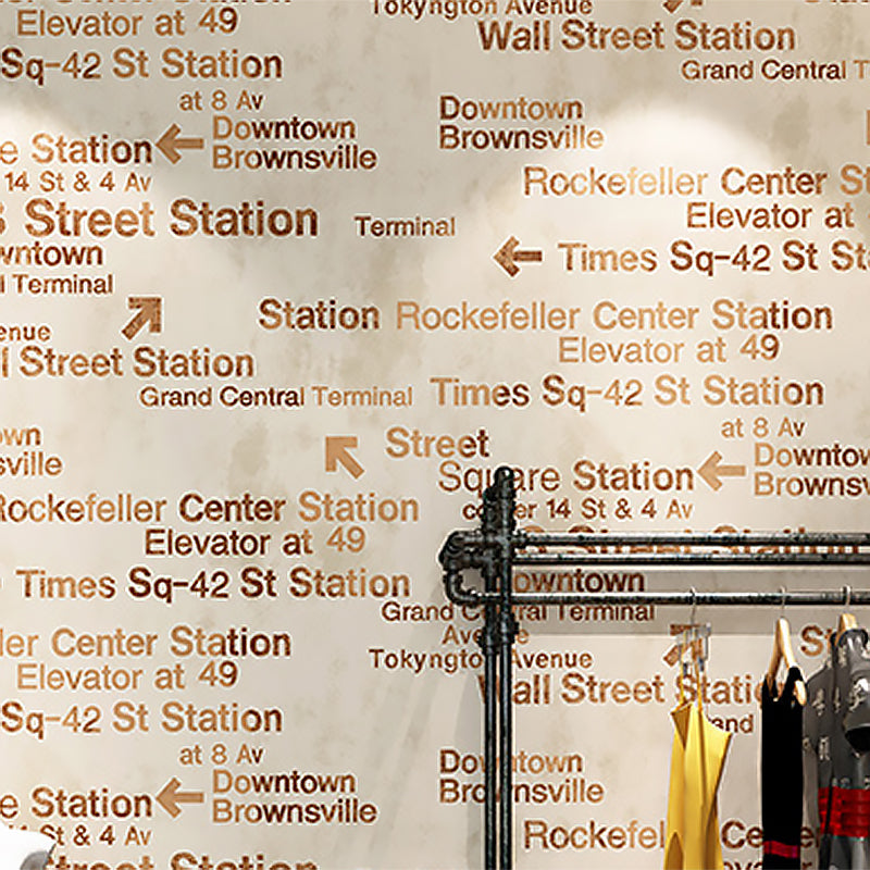 Fashion and Original 3D Effect English Letters and Vocabularies Non-Pasted Wallpaper, 20.5" by 31' Beige Clearhalo 'Industrial wall decor' 'Industrial' 'Wallpaper' Wall Decor' 883659
