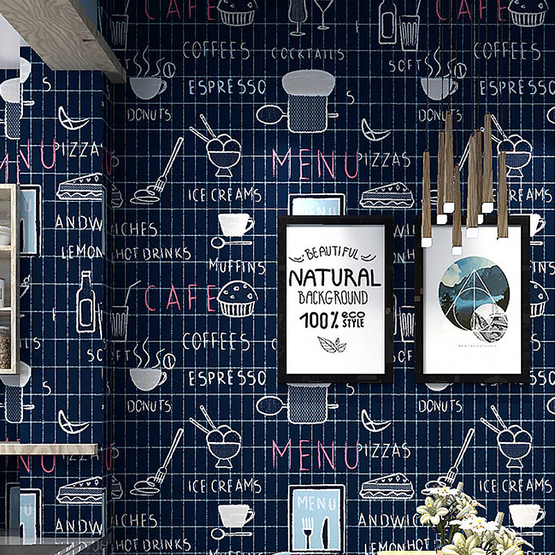 Non-Pasted Food and Drinks Wallpaper 20.5" by 31' Retro Graffiti Wall Decor for Cafe Clearhalo 'Industrial wall decor' 'Industrial' 'Wallpaper' Wall Decor' 884837