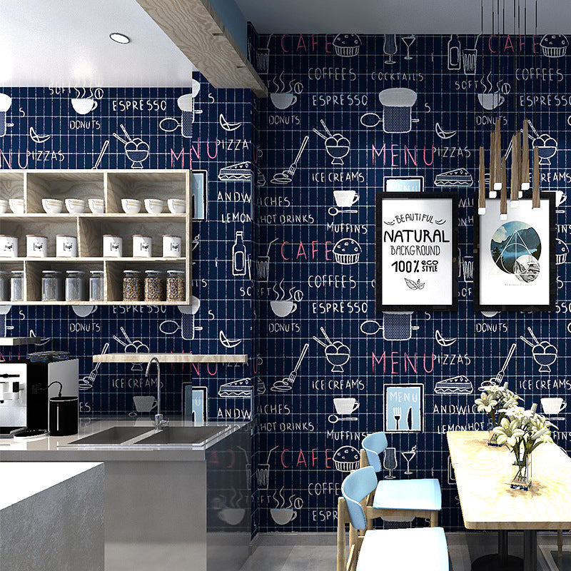 Non-Pasted Food and Drinks Wallpaper 20.5" by 31' Retro Graffiti Wall Decor for Cafe Clearhalo 'Industrial wall decor' 'Industrial' 'Wallpaper' Wall Decor' 884838