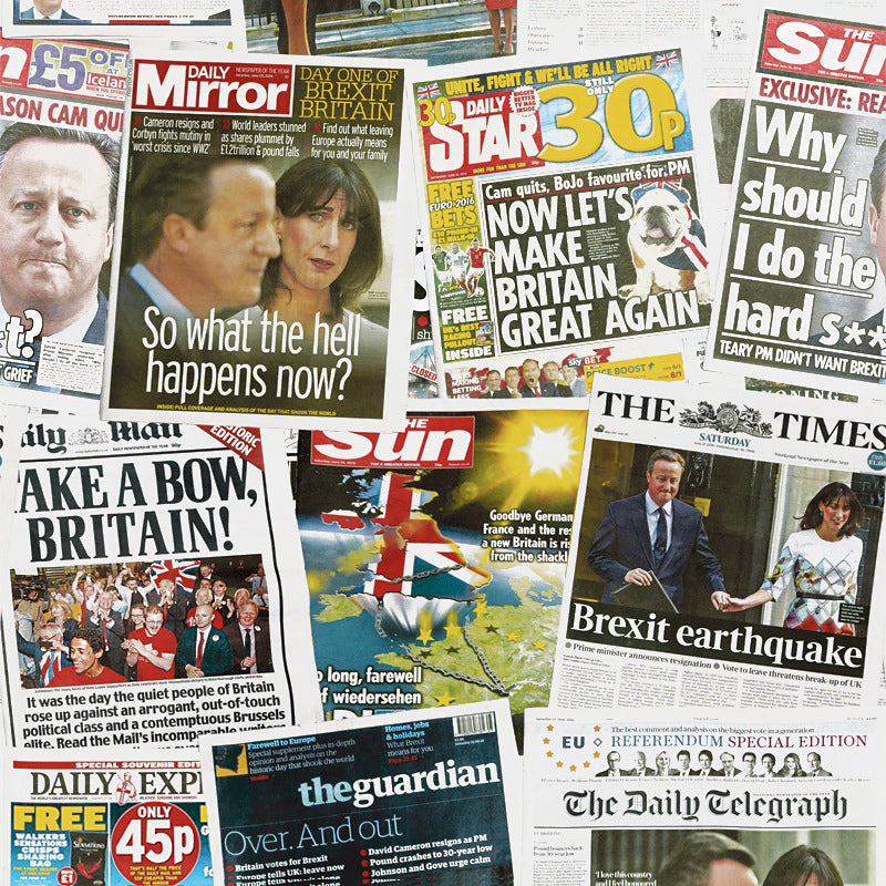 Vinyl Wallpaper Traditional Newspaper of Famous Superstars and Politicians, Multi-colored, 33' x 20.5" Clearhalo 'Industrial wall decor' 'Industrial' 'Wallpaper' Wall Decor' 884863