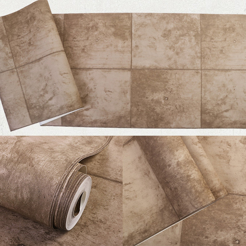 Cement and Rectangle Tiles Wallpaper Non-Pasted , 33'L x 20.5"W Clearhalo 'Industrial wall decor' 'Industrial' 'Wallpaper' Wall Decor' 884980