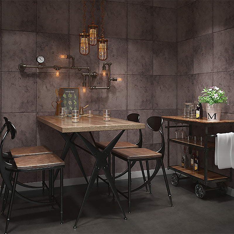 Cement and Rectangle Tiles Wallpaper Non-Pasted , 33'L x 20.5"W Red Clearhalo 'Industrial wall decor' 'Industrial' 'Wallpaper' Wall Decor' 884982