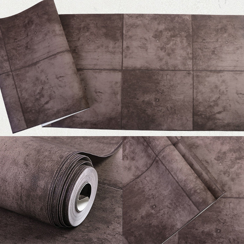 Cement and Rectangle Tiles Wallpaper Non-Pasted , 33'L x 20.5"W Clearhalo 'Industrial wall decor' 'Industrial' 'Wallpaper' Wall Decor' 884984