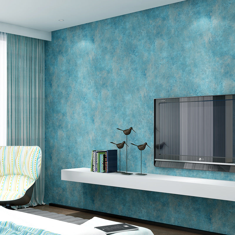 Plaster Wallpaper with Modern Mottled Cement Design, 21" x 33' Blue Clearhalo 'Industrial wall decor' 'Industrial' 'Wallpaper' Wall Decor' 885001