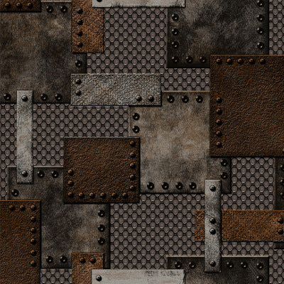 Vinyl 33'L x 20.5"W Nordic Wallpaper Traditional Non-Pasted 3D Rivets and Patches Wallpaper Clearhalo 'Industrial wall decor' 'Industrial' 'Wallpaper' Wall Decor' 885016