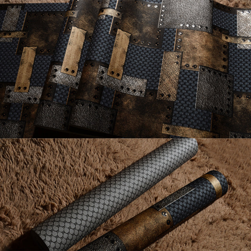 Vinyl 33'L x 20.5"W Nordic Wallpaper Traditional Non-Pasted 3D Rivets and Patches Wallpaper Clearhalo 'Industrial wall decor' 'Industrial' 'Wallpaper' Wall Decor' 885022