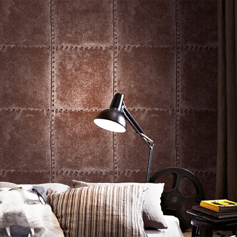 Industrial 3D Wallpaper with Distressed Leather and Rivets for Room Escape, 33'L x 21"W Red Clearhalo 'Industrial wall decor' 'Industrial' 'Wallpaper' Wall Decor' 885062