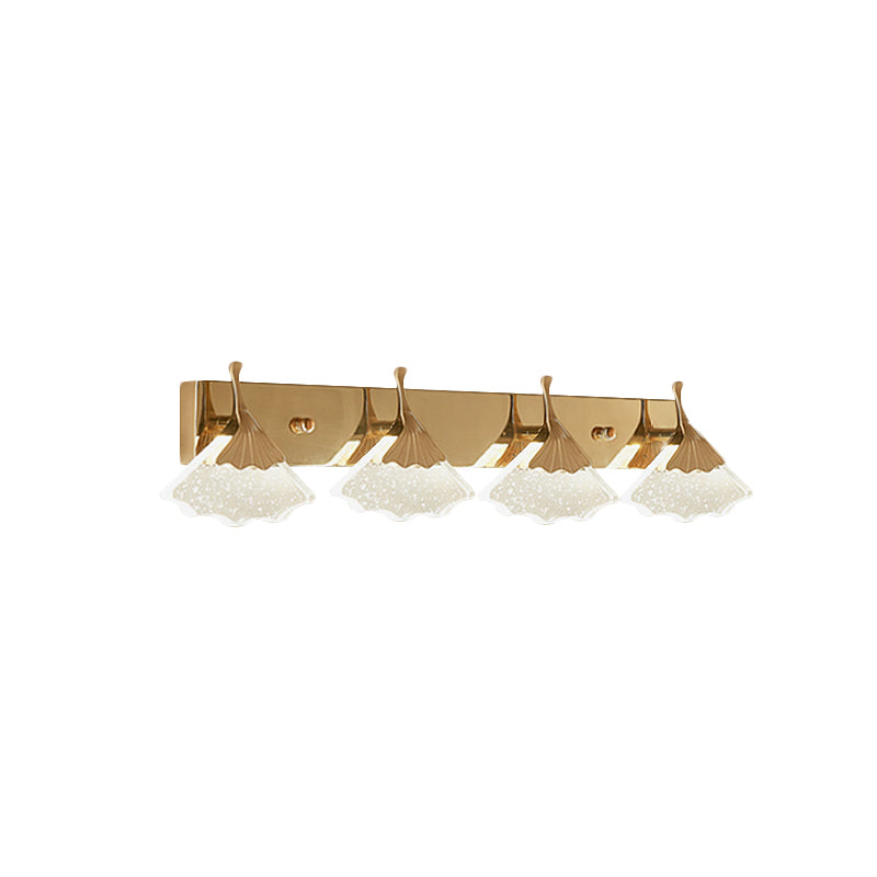 Bubble Crystal Gold Vanity Light Ginkgo 4 Bulbs Modernist Wall Mount Lamp for Bathroom Clearhalo 'Modern wall lights' 'Modern' 'Vanity Lights' 'Wall Lights' Lighting' 886168