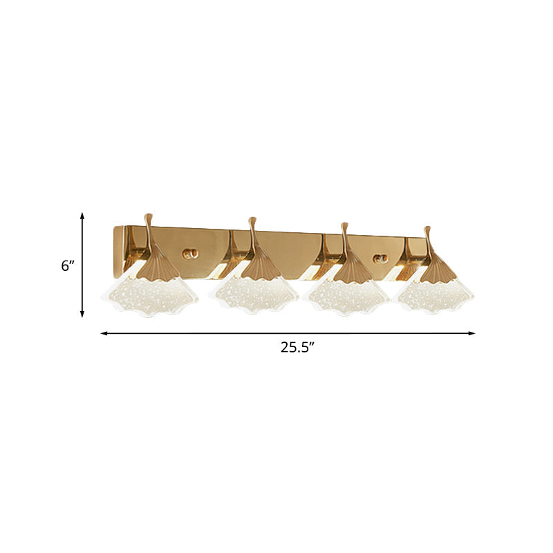 Bubble Crystal Gold Vanity Light Ginkgo 4 Bulbs Modernist Wall Mount Lamp for Bathroom Clearhalo 'Modern wall lights' 'Modern' 'Vanity Lights' 'Wall Lights' Lighting' 886169