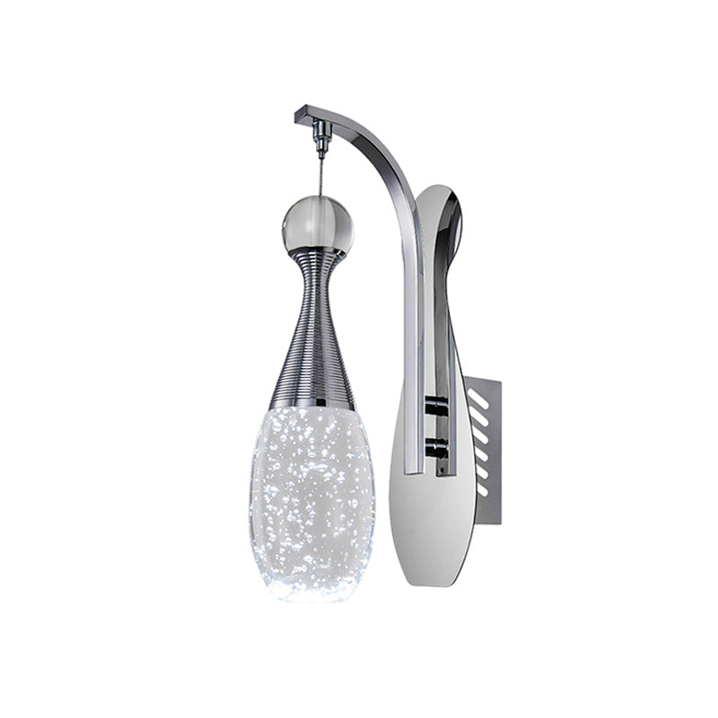 Chrome LED Wall Sconce Light Minimalism Seeded Crystal Teardrop Wall Lighting Fixture Clearhalo 'Cast Iron' 'Glass' 'Industrial' 'Modern wall lights' 'Modern' 'Tiffany' 'Traditional wall lights' 'Wall Lamps & Sconces' 'Wall Lights' Lighting' 886204