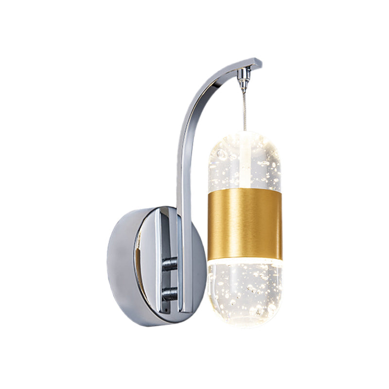 Capsule Restaurant Wall Light Sconce Minimalism Bubble Crystal LED Chrome Wall Mounted Lamp Clearhalo 'Cast Iron' 'Glass' 'Industrial' 'Modern wall lights' 'Modern' 'Tiffany' 'Traditional wall lights' 'Wall Lamps & Sconces' 'Wall Lights' Lighting' 886208
