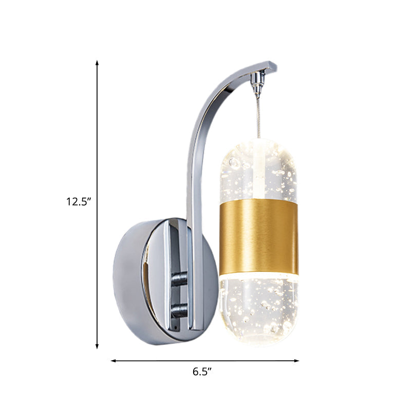 Capsule Restaurant Wall Light Sconce Minimalism Bubble Crystal LED Chrome Wall Mounted Lamp Clearhalo 'Cast Iron' 'Glass' 'Industrial' 'Modern wall lights' 'Modern' 'Tiffany' 'Traditional wall lights' 'Wall Lamps & Sconces' 'Wall Lights' Lighting' 886209