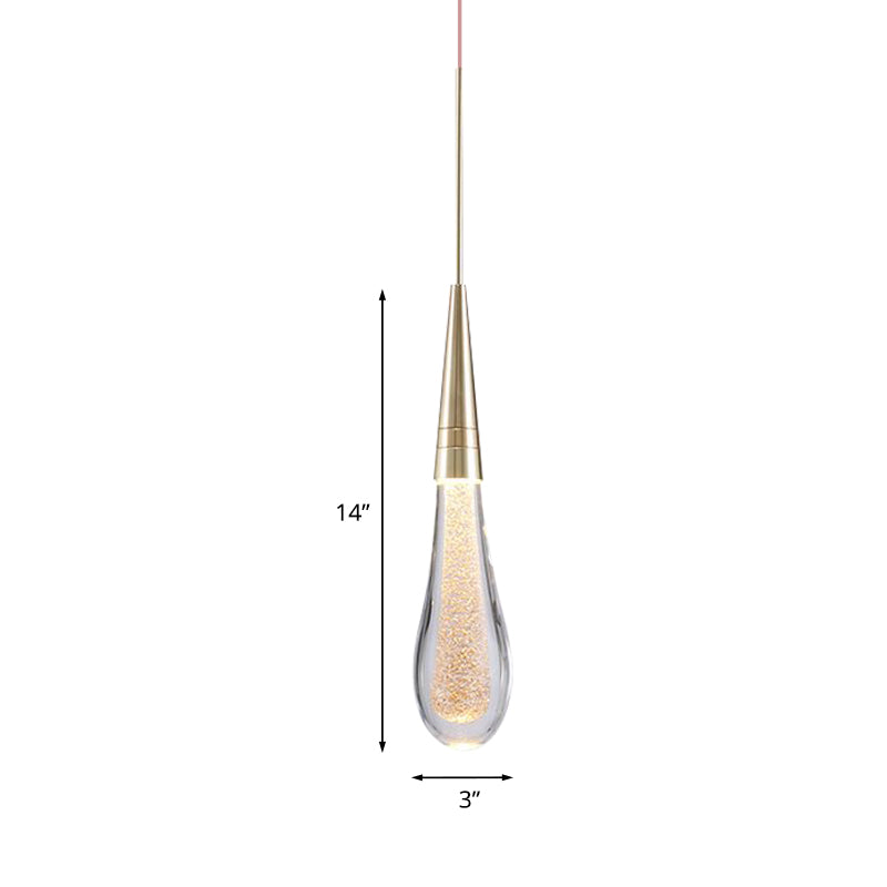1 Light Bubble Crystal Ceiling Lamp Modern Brass Droplet Living Room LED Pendant Light Clearhalo 'Ceiling Lights' 'Modern Pendants' 'Modern' 'Pendant Lights' 'Pendants' Lighting' 886266