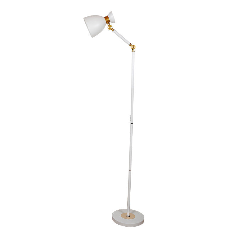 Wide Flare Floor Light Macaron Metallic 1 Light Living Room Standing Lamp in Black/Pink/White with Rotatable Arm Clearhalo 'Floor Lamps' 'Lamps' Lighting' 886706