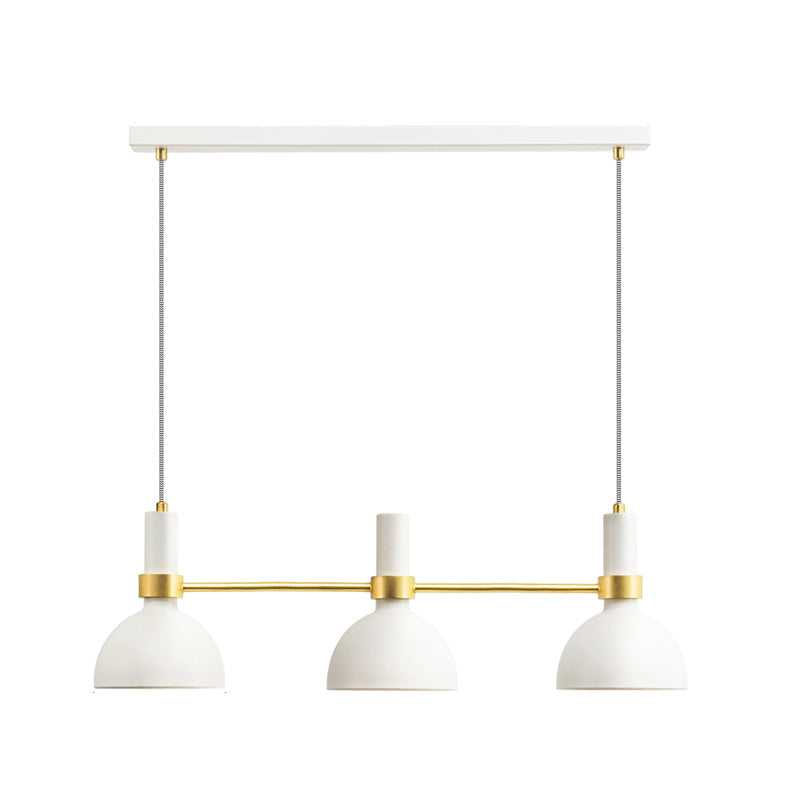 Modern 3 Lights Island Pendant Light with Metal Shade White Finish Domed Down Lighting Clearhalo 'Ceiling Lights' 'Island Lights' Lighting' 886765