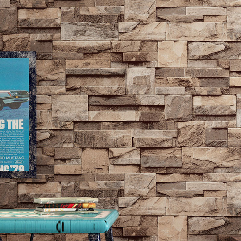 3D Print Stone Wallpaper Dark Color Brick 20.5" x 33' Non-Pasted Stain-Resistant Wall Decor Clearhalo 'Industrial wall decor' 'Industrial' 'Wallpaper' Wall Decor' 887053