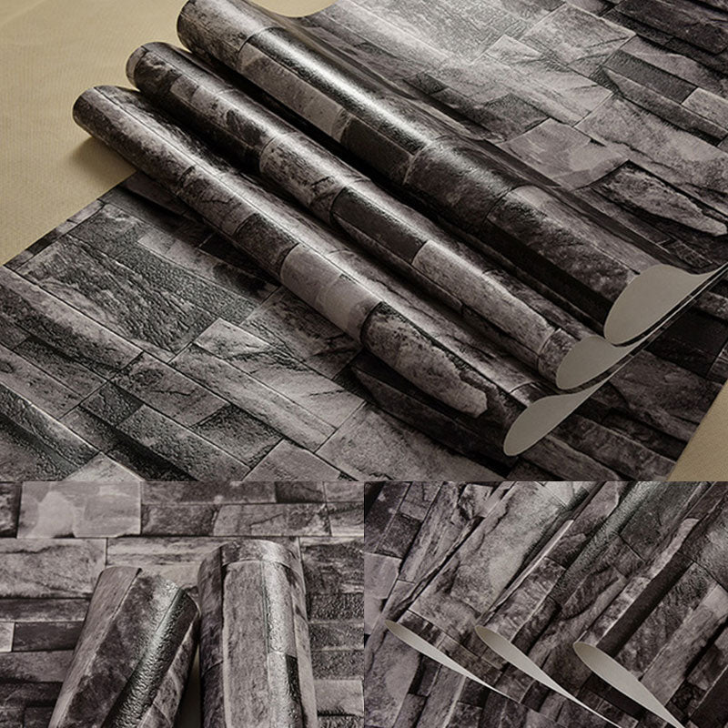 3D Print Stone Wallpaper Dark Color Brick 20.5" x 33' Non-Pasted Stain-Resistant Wall Decor Clearhalo 'Industrial wall decor' 'Industrial' 'Wallpaper' Wall Decor' 887057