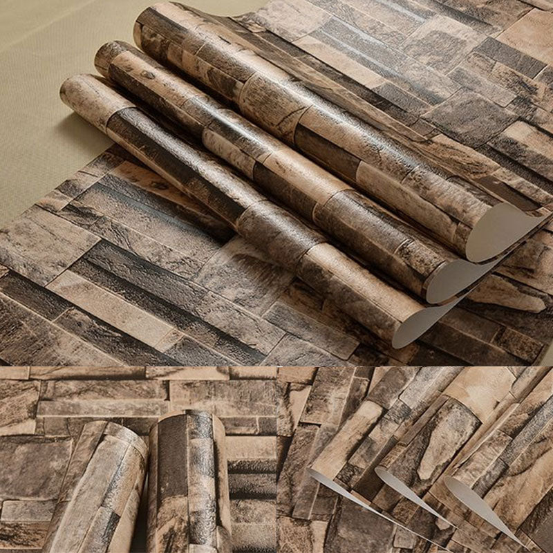 3D Print Stone Wallpaper Dark Color Brick 20.5" x 33' Non-Pasted Stain-Resistant Wall Decor Clearhalo 'Industrial wall decor' 'Industrial' 'Wallpaper' Wall Decor' 887060
