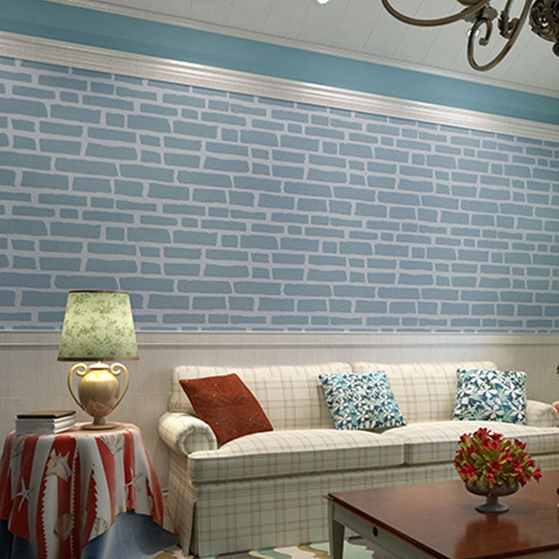 Horizontal Brick Decorative Wallpaper Non-Pasted Fresh Minimalist Wall Decor, 20.5" x 33' Lake Blue Clearhalo 'Industrial wall decor' 'Industrial' 'Wallpaper' Wall Decor' 887069