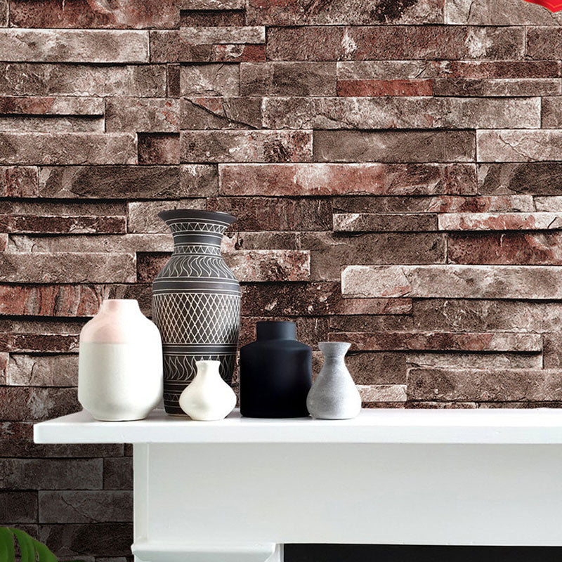 Coffee Shop Wallpaper with Dark Color Brick, 19.5" x 20.5', Easy to Remove Clearhalo 'Industrial wall decor' 'Industrial' 'Wallpaper' Wall Decor' 887086
