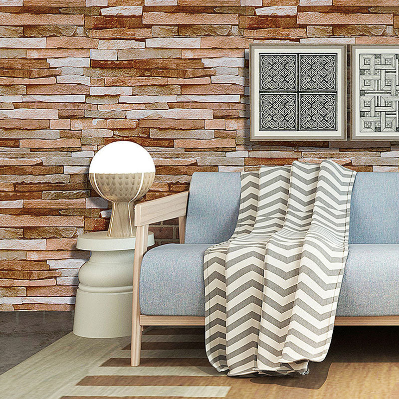 Nostalgic Wallpaper Roll with Brickwork Design in Orange and Red, 17.5" x 19.5', Self-Adhesive Orange Red Clearhalo 'Industrial wall decor' 'Industrial' 'Wallpaper' Wall Decor' 887108