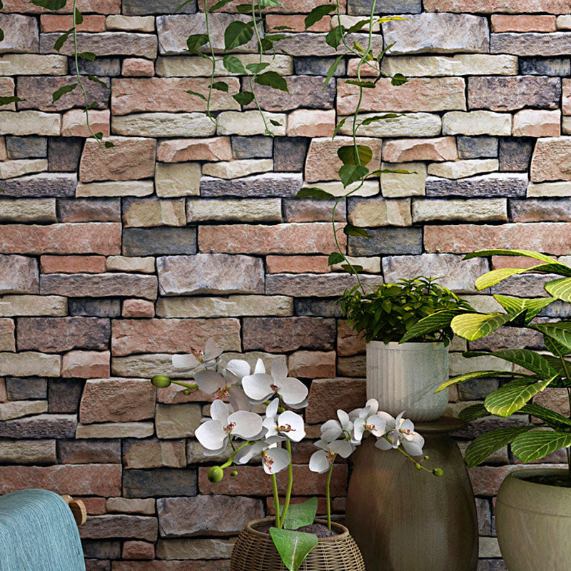 Non-Pasted Wallpaper with Multi-Colored 3D Print Horizontal Brick, 33' x 20.5" Clearhalo 'Industrial wall decor' 'Industrial' 'Wallpaper' Wall Decor' 887136