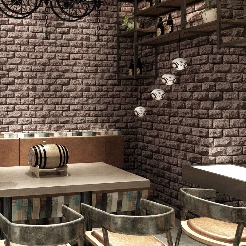 Natural Color Stone Pattern Wallpaper 33' x 20.5" Vinyl Water-Resistant Wall Covering Dark Brown Clearhalo 'Industrial wall decor' 'Industrial' 'Wallpaper' Wall Decor' 887155