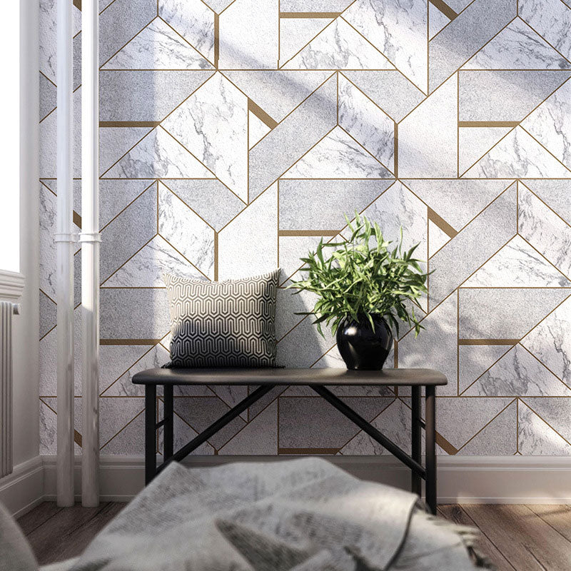 Non-Pasted Wallpaper with Light Color Geometries and Marble Design, 20.5"W x 33'L Grey Clearhalo 'Modern wall decor' 'Modern' 'Wallpaper' Wall Decor' 887221