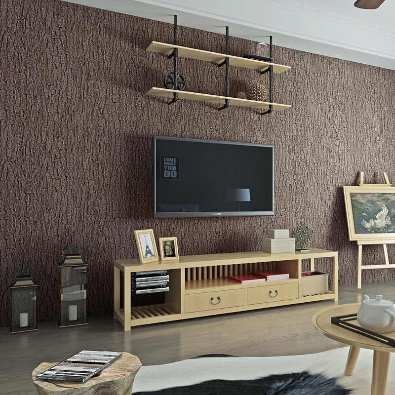 Dark Color Bark Wallpaper 33'L x 20.5"W Vinyl Stain-Resistant Stem Wall Decor Red Clearhalo 'Country wall decor' 'Rustic' 'Wallpaper' Wall Decor' 887329