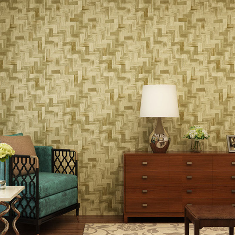 Nostalgic Bamboo Texture Wallpaper for Dress Shop and Hotel Non-Pasted 20.5"W x 33'L Wall Decor Zigzag Pattern Clearhalo 'Country wall decor' 'Rustic' 'Wallpaper' Wall Decor' 887386